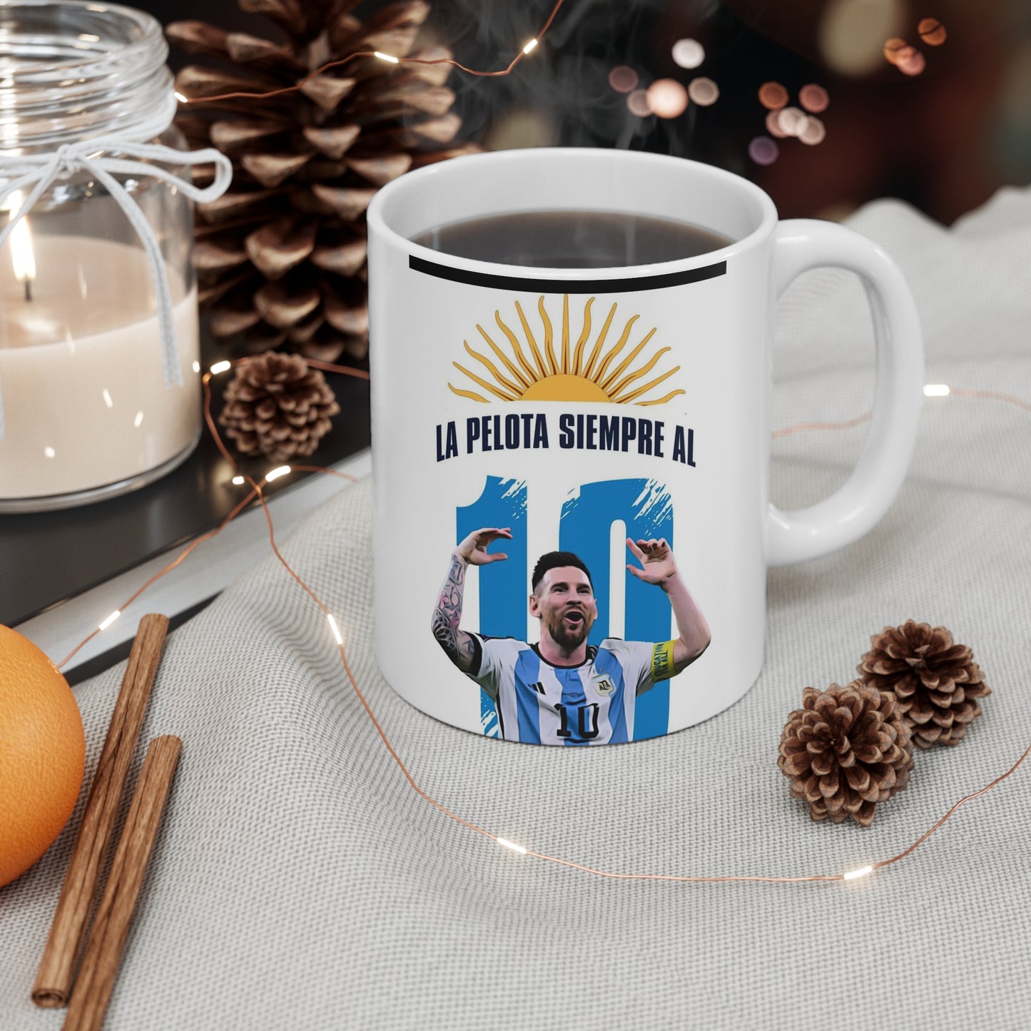 Soccer Mug — "La Pelota Siempre Al 10" Messi Argentina Coffee Cup