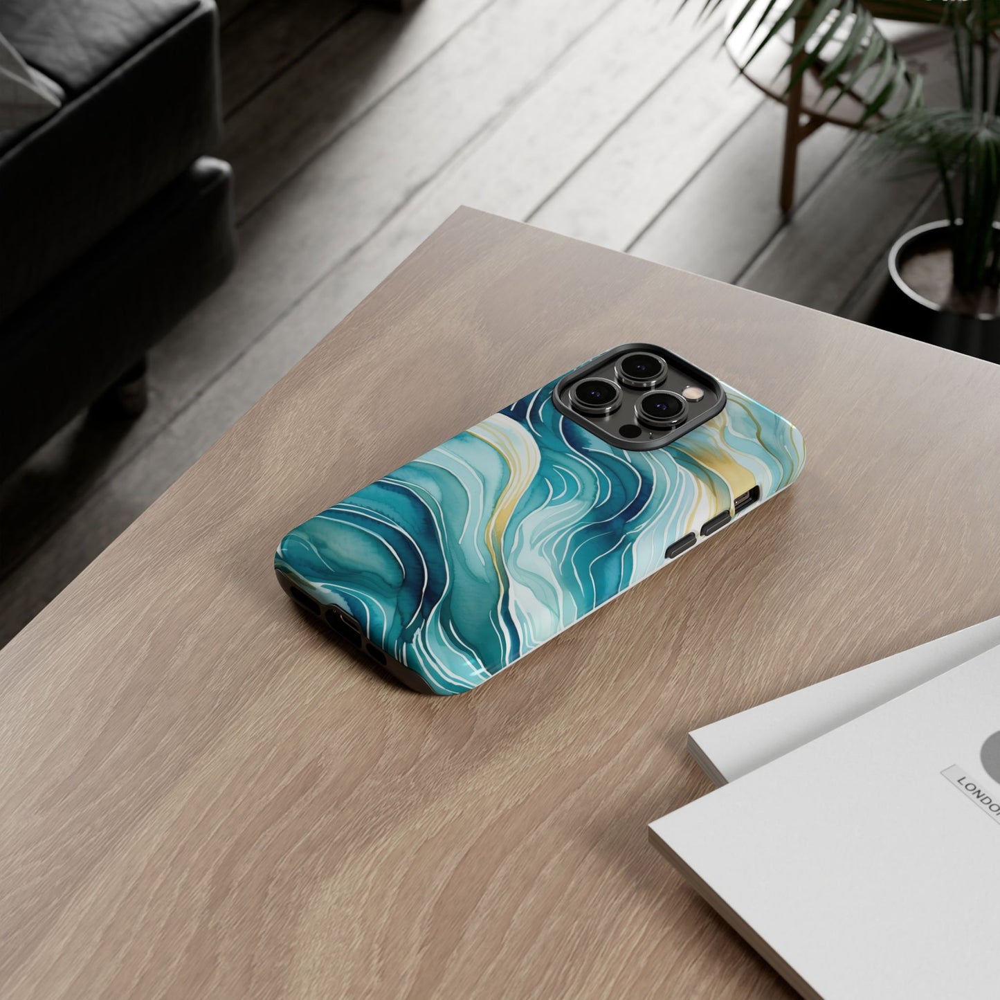 Tough Cases: Teal Ocean Wave Protective Phone Case