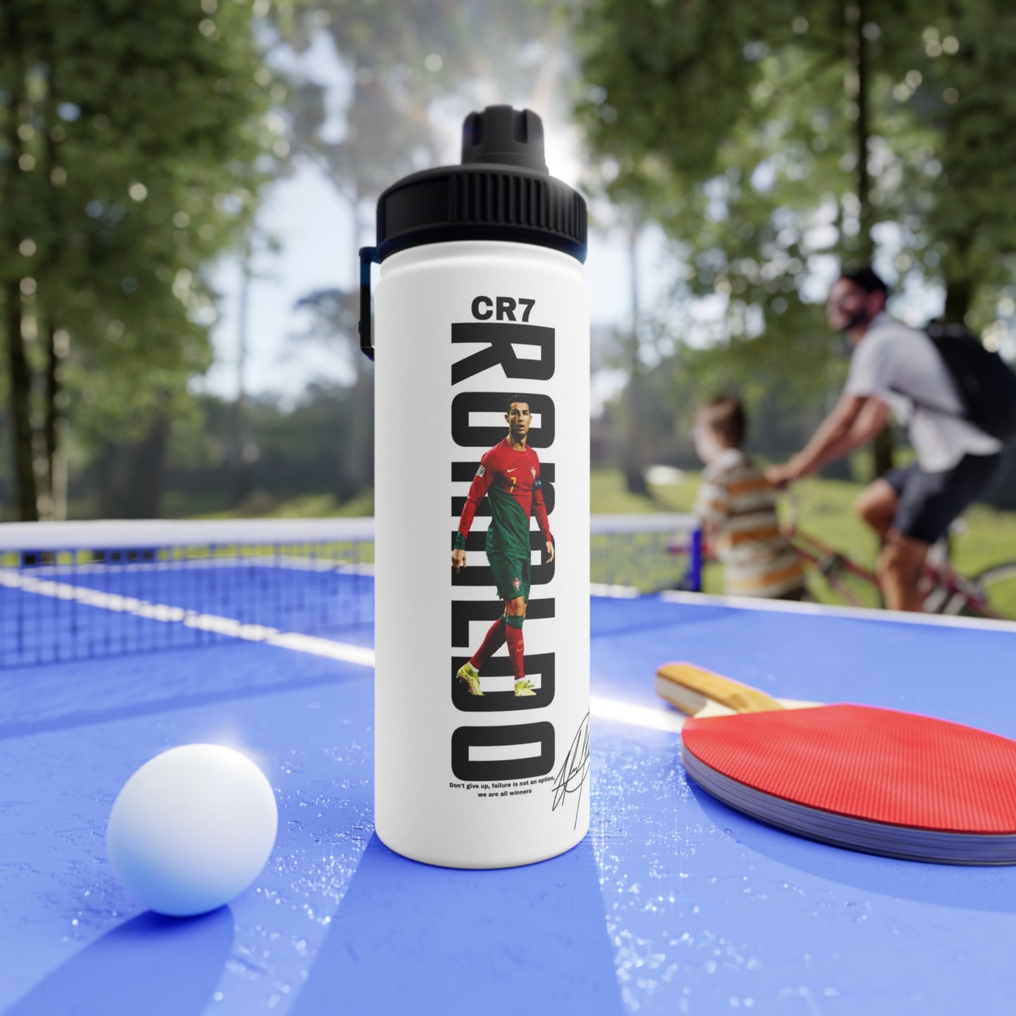 CR7 Ronaldo Stainless Steel Sports Water Bottle — Football Player Design