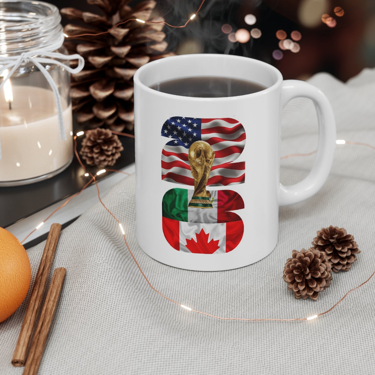 World Cup Trophy Flag Mug — USA Mexico Canada 11oz