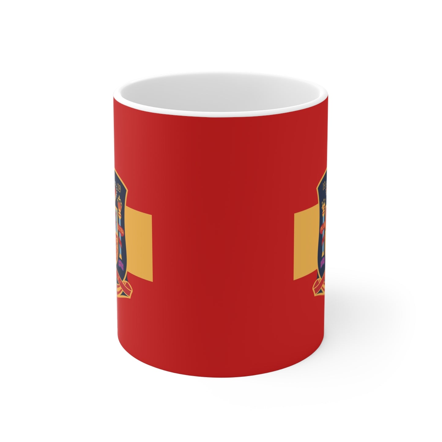 Spain Football Crest 11oz Mug — Spanish National Team Soccer Emblem on Red