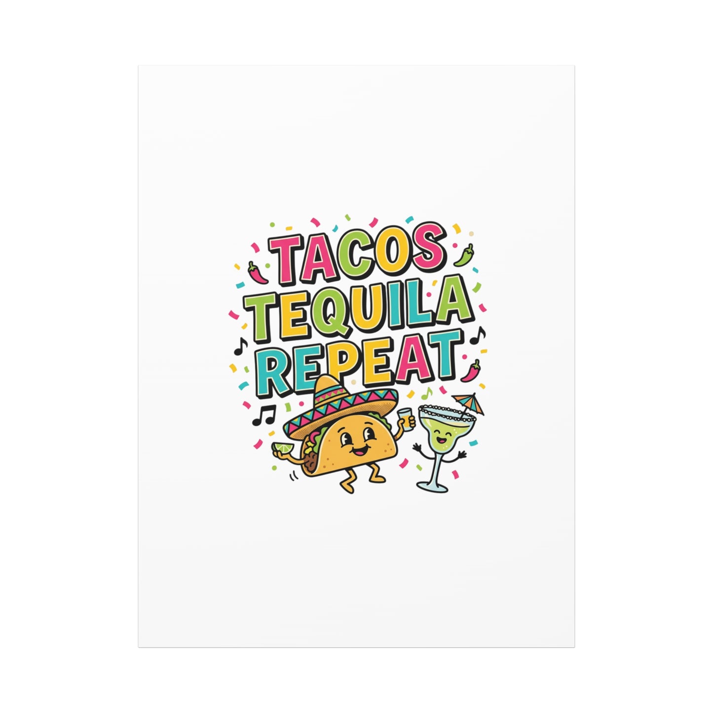 Tacos Tequila Repeat Canvas | Cinco de Mayo party wall art