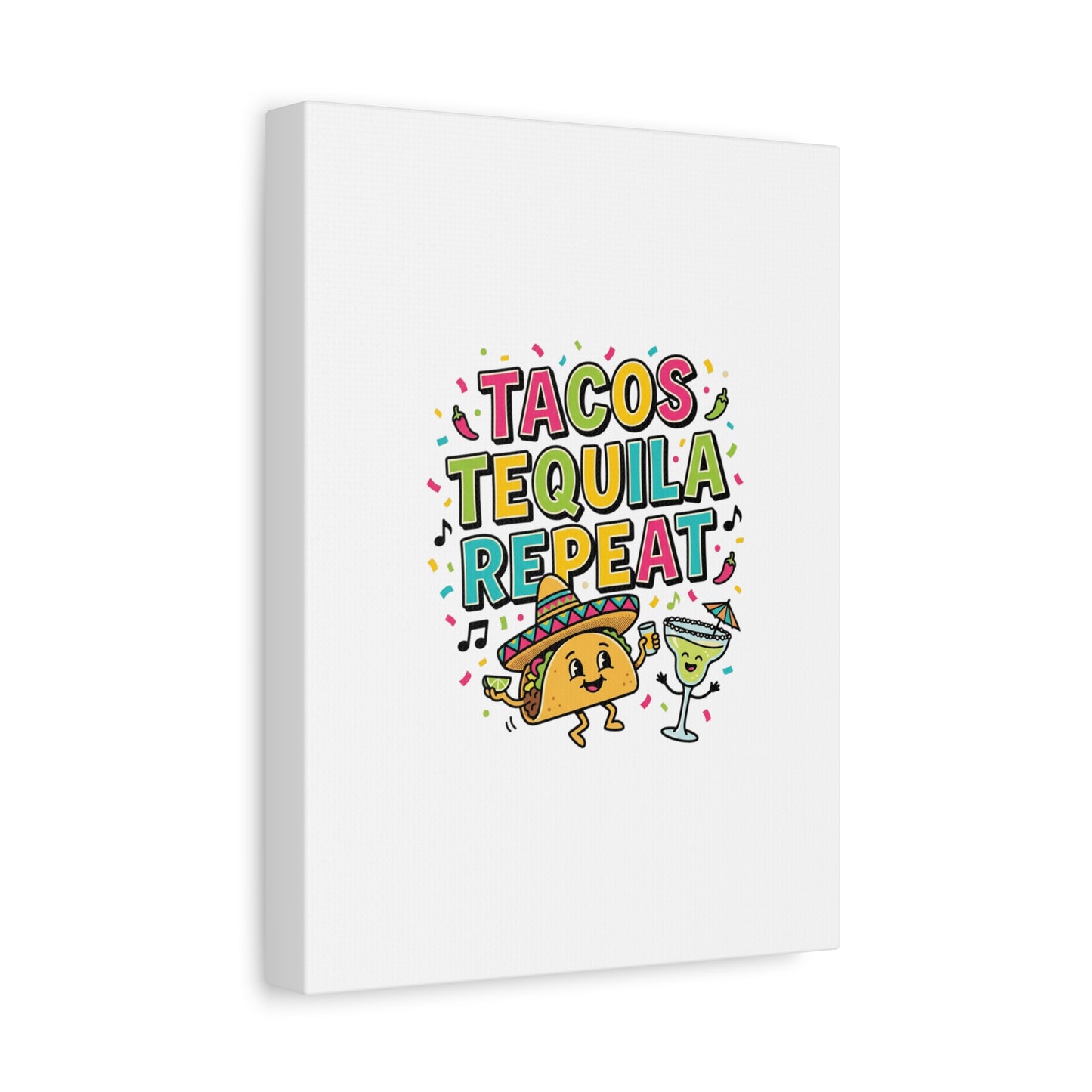 Tacos Tequila Repeat Canvas | Cinco de Mayo party wall art