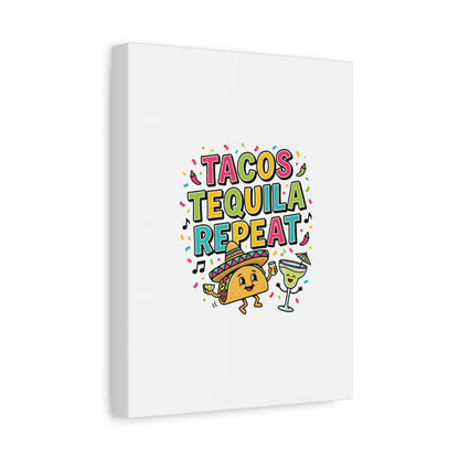 Tacos Tequila Repeat Canvas | Cinco de Mayo party wall art