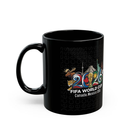 2006 FIFA World Cup Black Coffee Mug — Canada Mexico USA Souvenir (11oz/15oz)