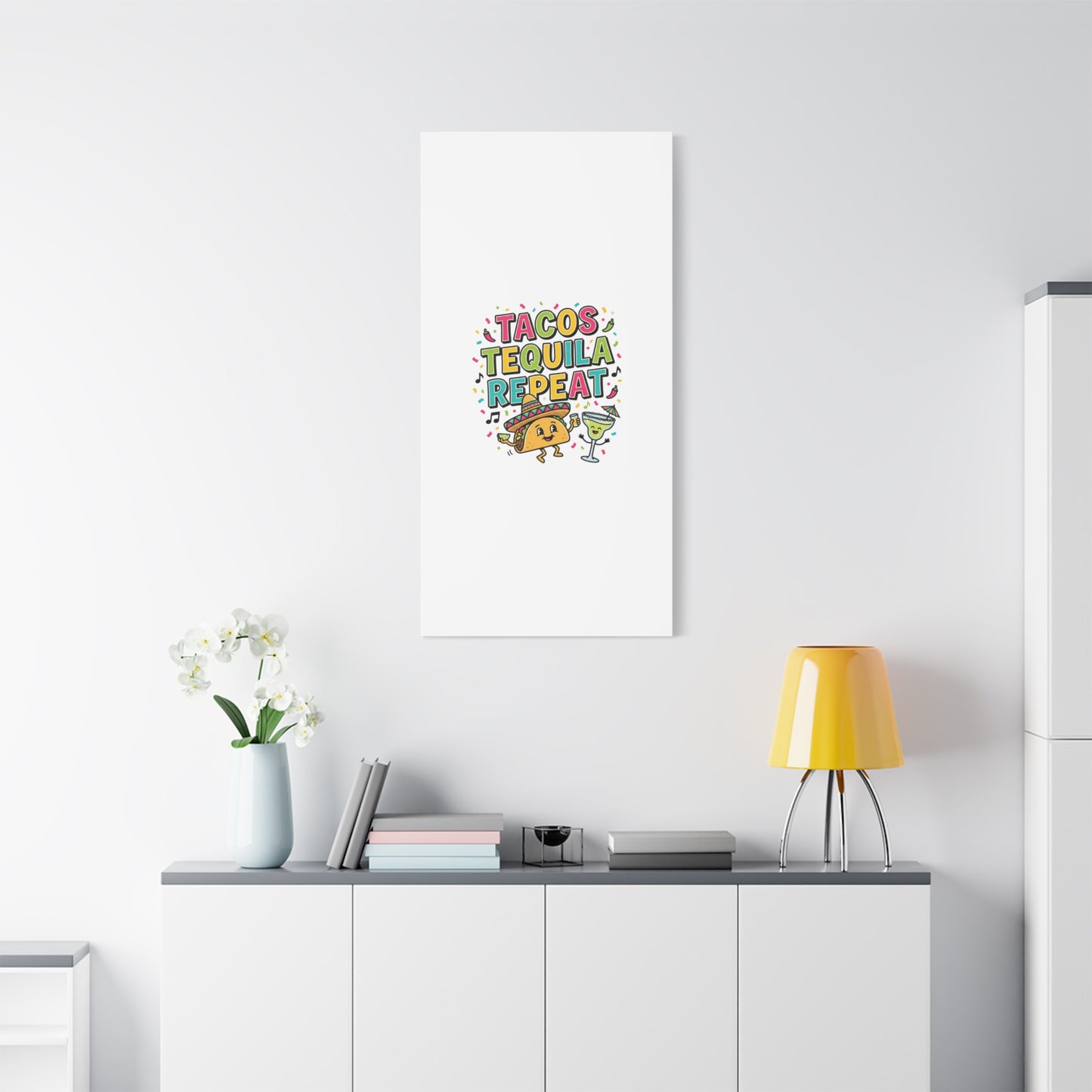 Tacos Tequila Repeat Canvas | Cinco de Mayo party wall art
