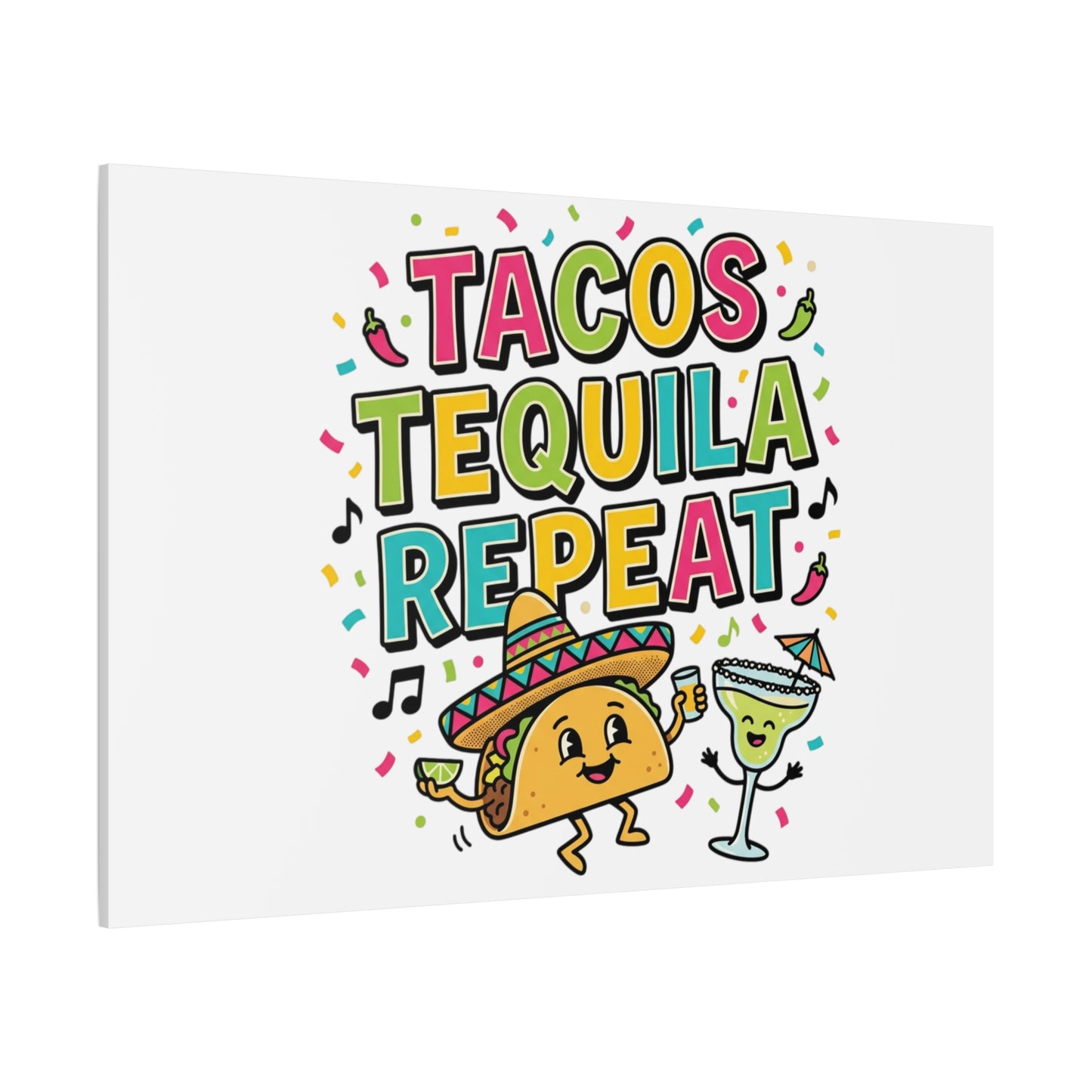 Tacos Tequila Repeat Canvas | Cinco de Mayo party wall art