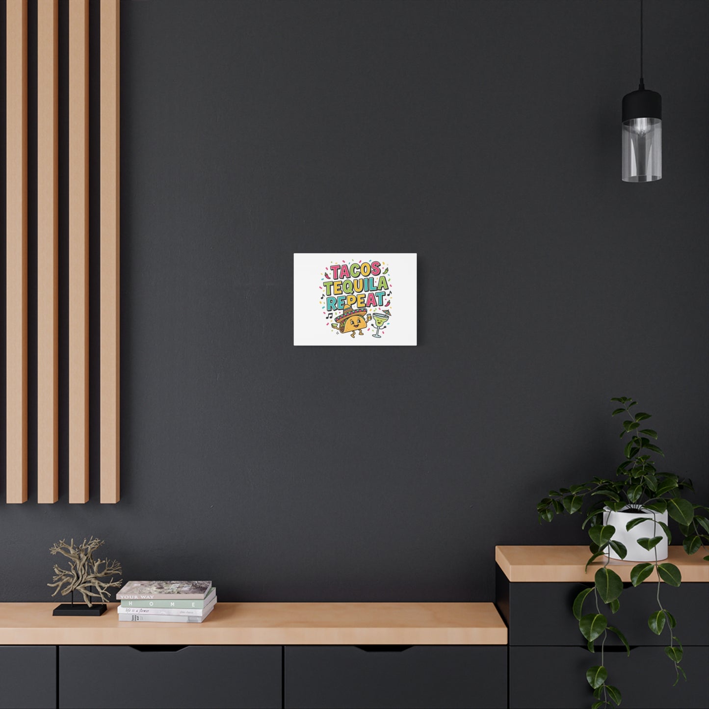Tacos Tequila Repeat Canvas | Cinco de Mayo party wall art