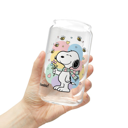 🐝 Bee Humble – Snoopy Sipper Glass (Cute & Aesthetic Edition)