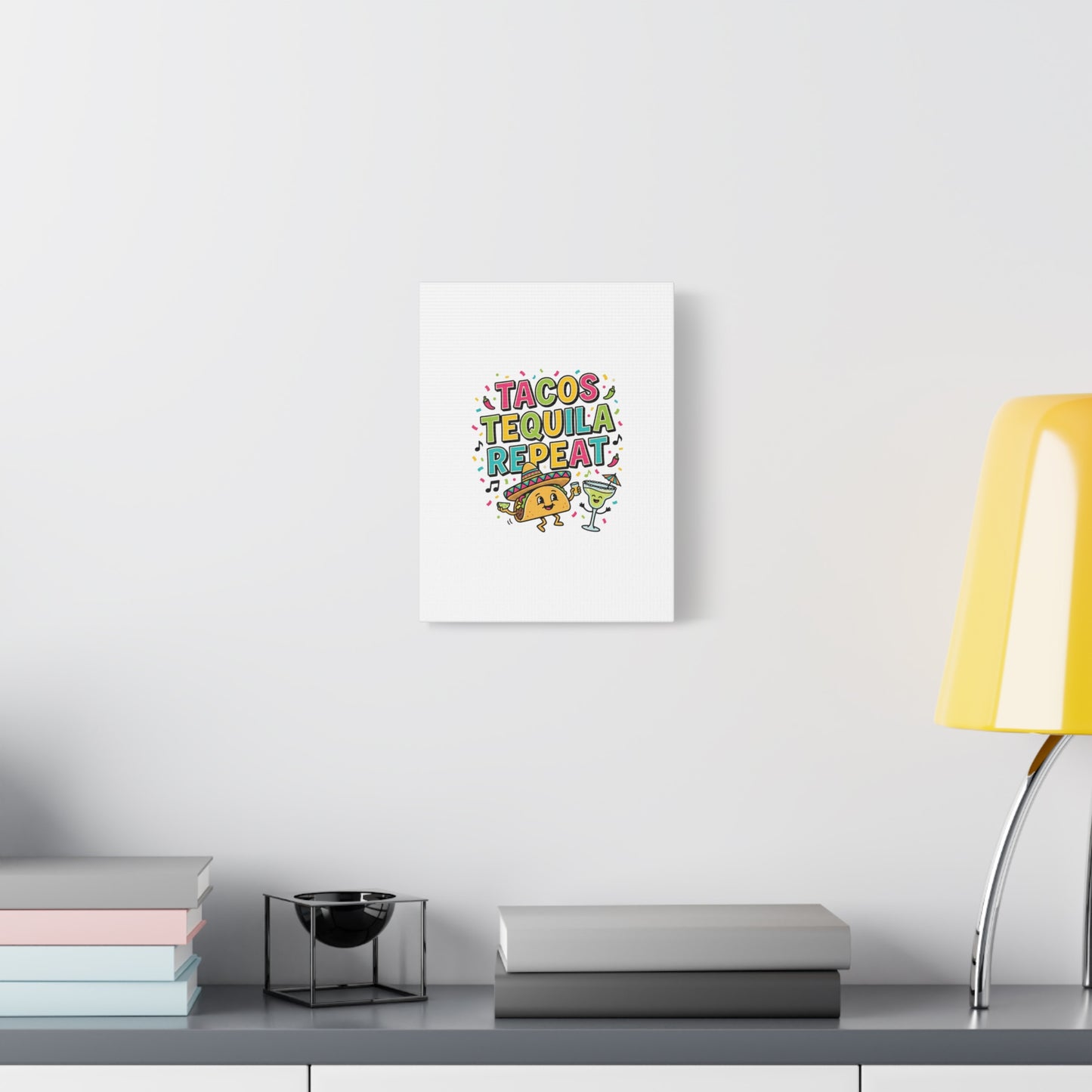 Tacos Tequila Repeat Canvas | Cinco de Mayo party wall art