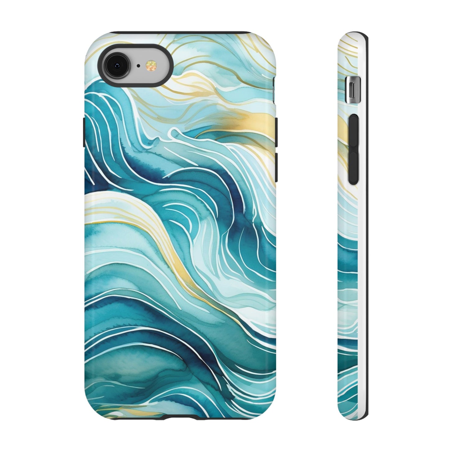Tough Cases: Teal Ocean Wave Protective Phone Case