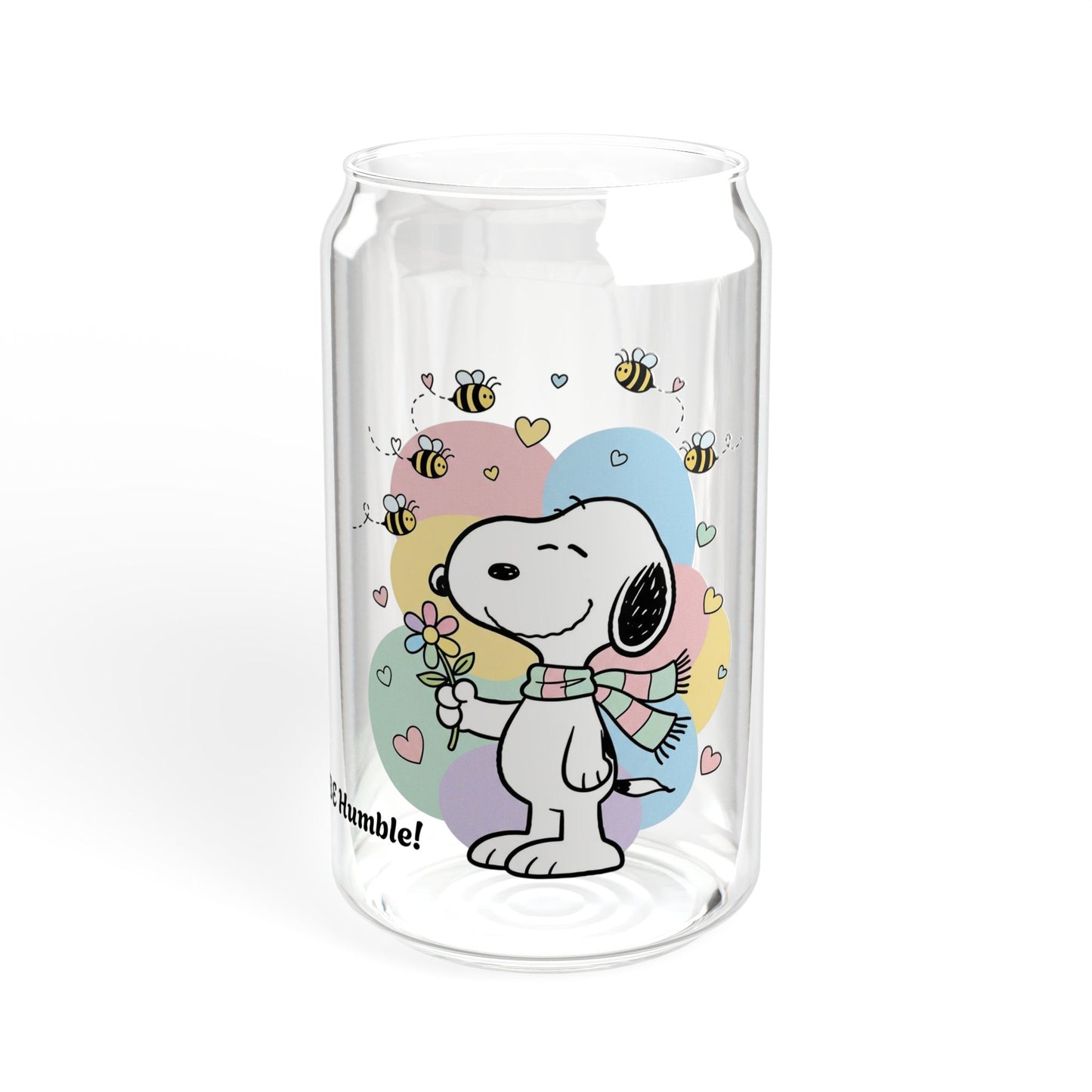 🐝 Bee Humble – Snoopy Sipper Glass (Cute & Aesthetic Edition)