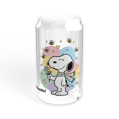 🐝 Bee Humble – Snoopy Sipper Glass (Cute & Aesthetic Edition)