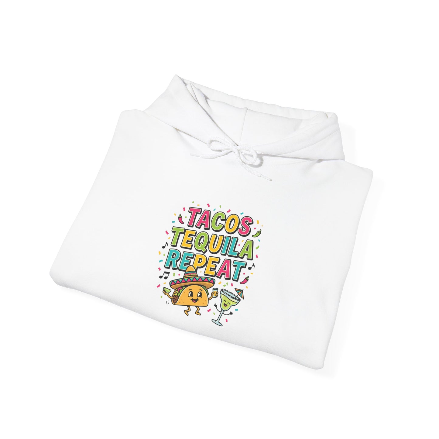 Tacos Tequila Repeat Hoodie | Cinco de Mayo taco shirt, margarita party sweatshirt