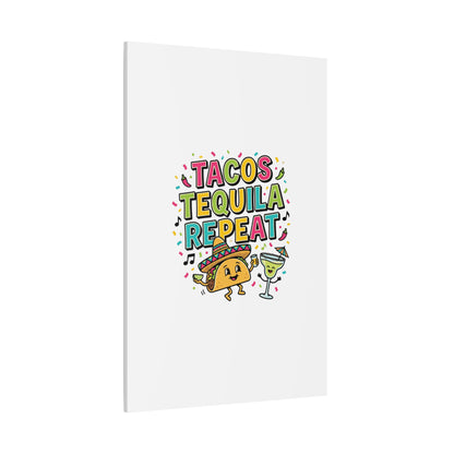 Tacos Tequila Repeat Canvas | Cinco de Mayo party wall art