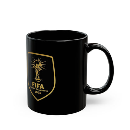 FIFA World Champions 2022 Black Coffee Mug – Gold Emblem Soccer Trophy (11oz & 15oz)