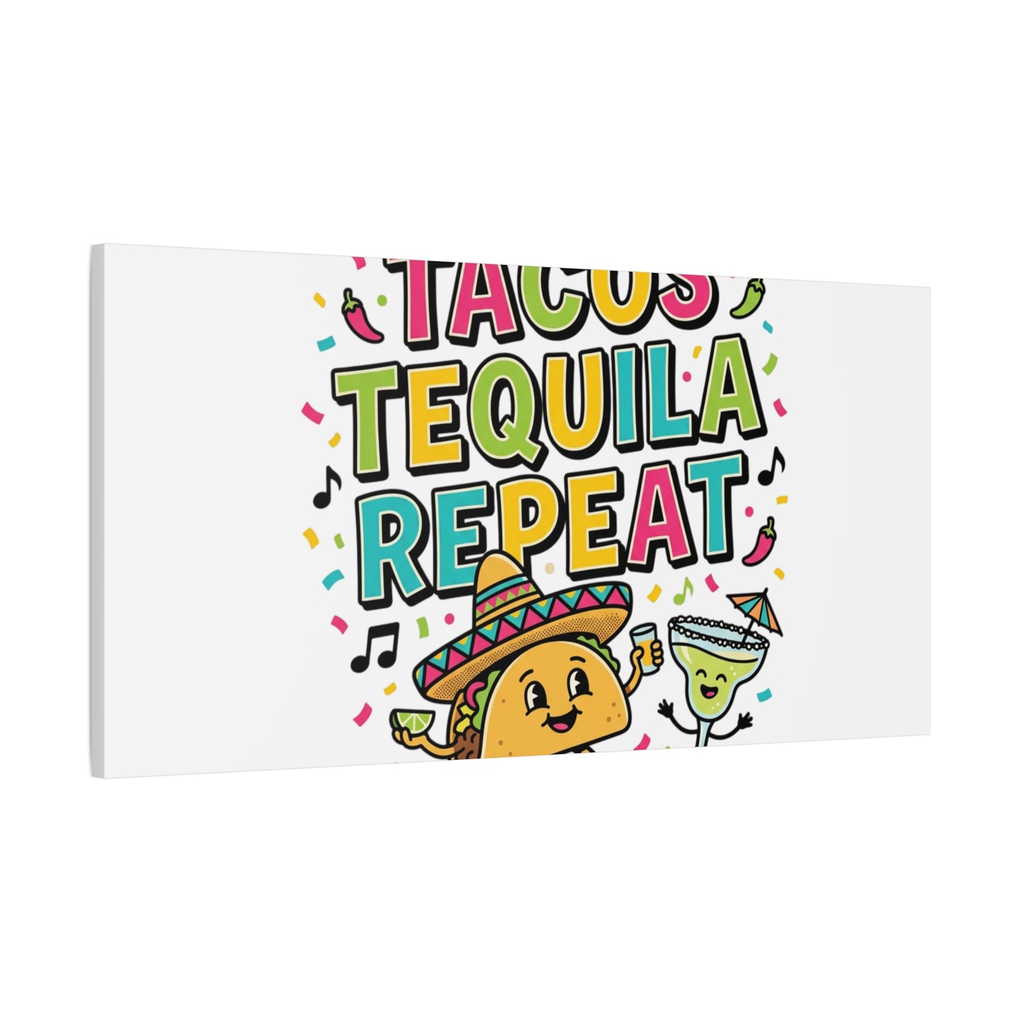 Tacos Tequila Repeat Canvas | Cinco de Mayo party wall art