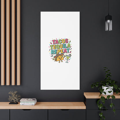 Tacos Tequila Repeat Canvas | Cinco de Mayo party wall art