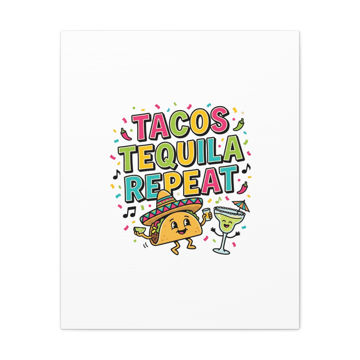 Tacos Tequila Repeat Canvas | Cinco de Mayo party wall art