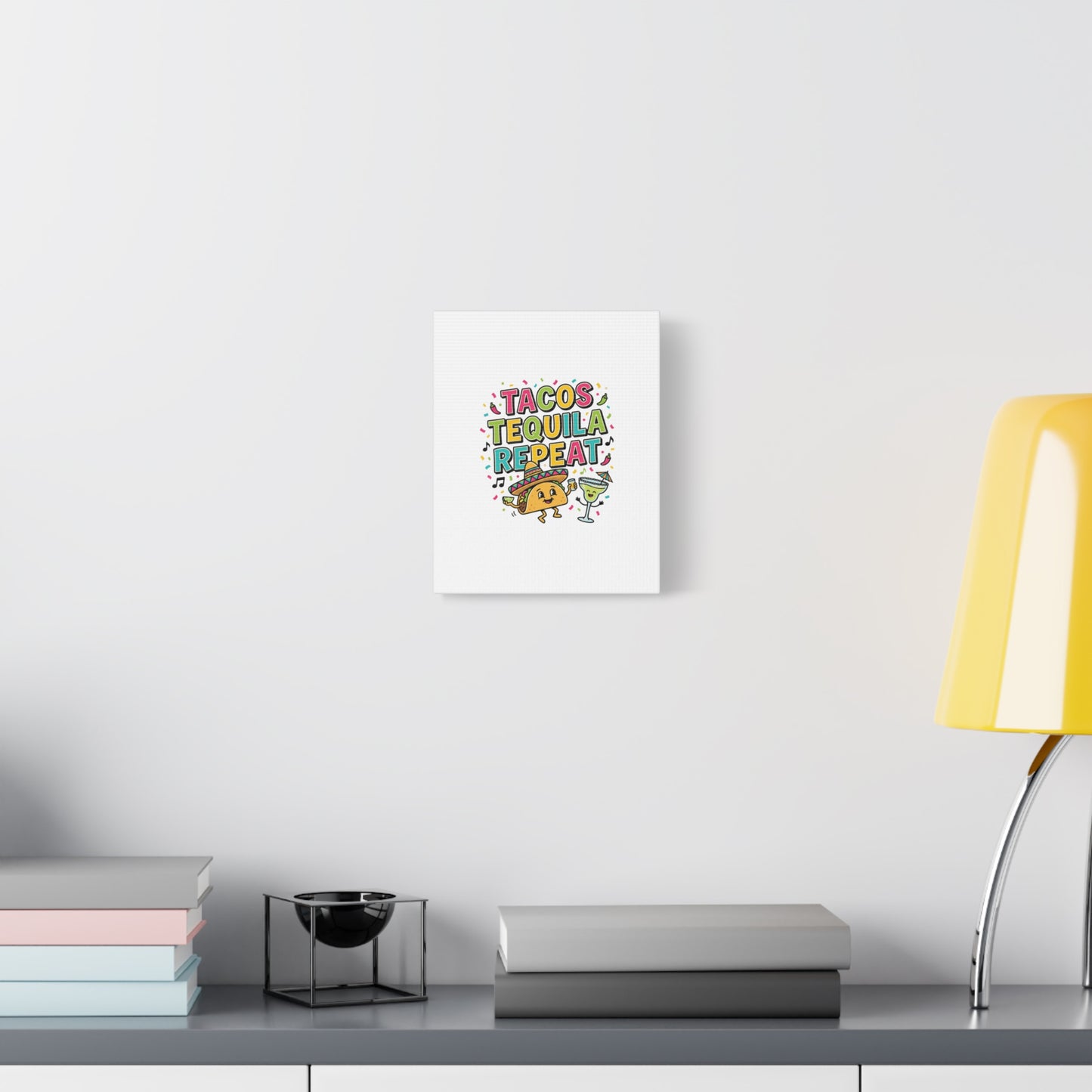 Tacos Tequila Repeat Canvas | Cinco de Mayo party wall art