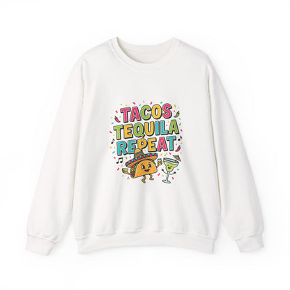 Tacos Tequila Repeat Sweatshirt | Cinco de Mayo, fiesta shirt