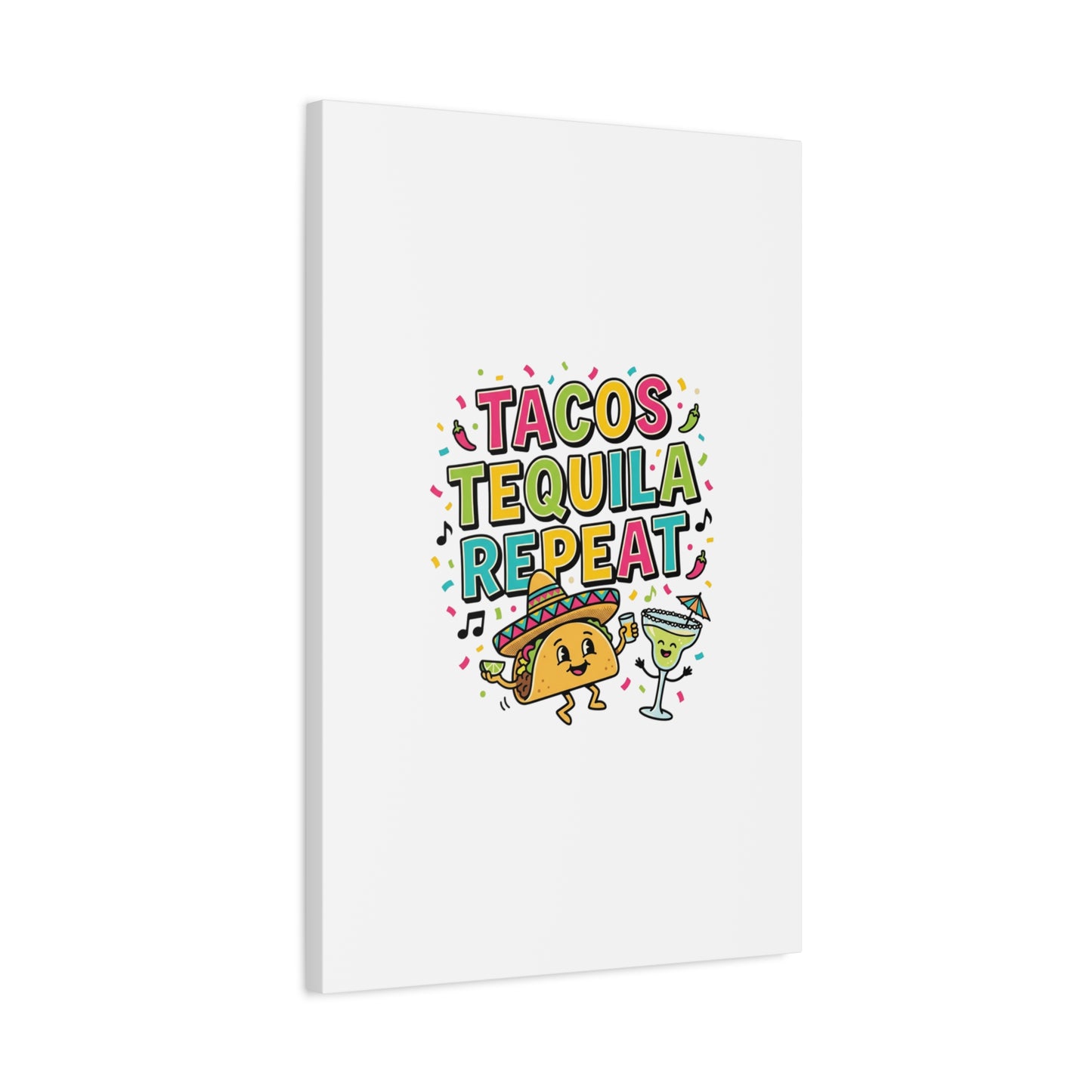 Tacos Tequila Repeat Canvas | Cinco de Mayo party wall art