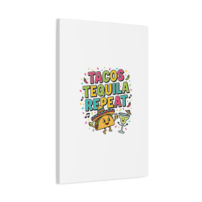 Tacos Tequila Repeat Canvas | Cinco de Mayo party wall art