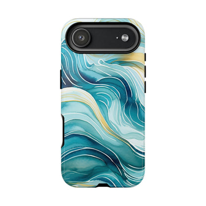 Tough Cases: Teal Ocean Wave Protective Phone Case
