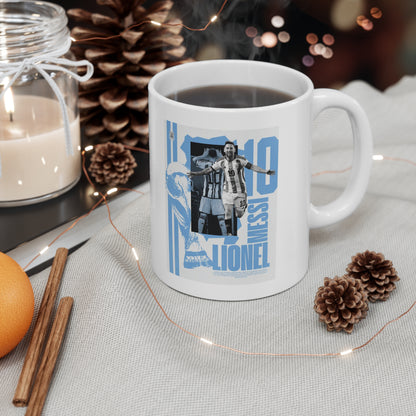 Lionel Messi Soccer Mug — Retro Argentina Jersey 11oz Coffee Cup
