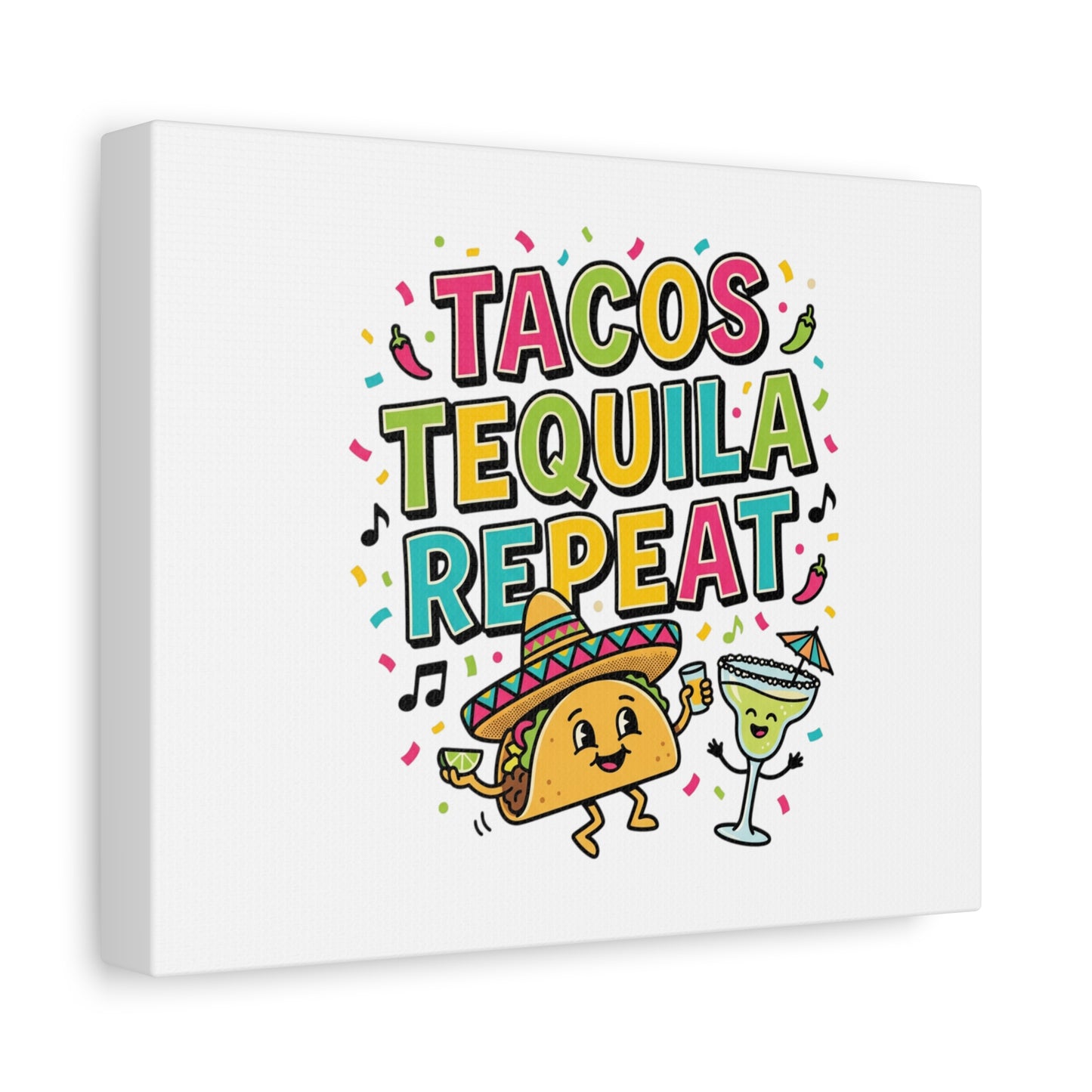 Tacos Tequila Repeat Canvas | Cinco de Mayo party wall art