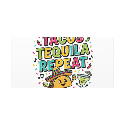 Tacos Tequila Repeat Canvas | Cinco de Mayo party wall art
