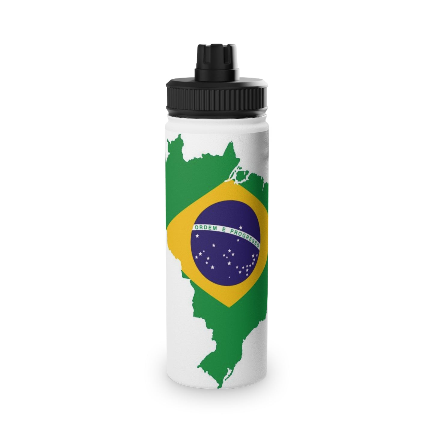 Brazil Flag Map Stainless Steel Water Bottle — Sports Lid