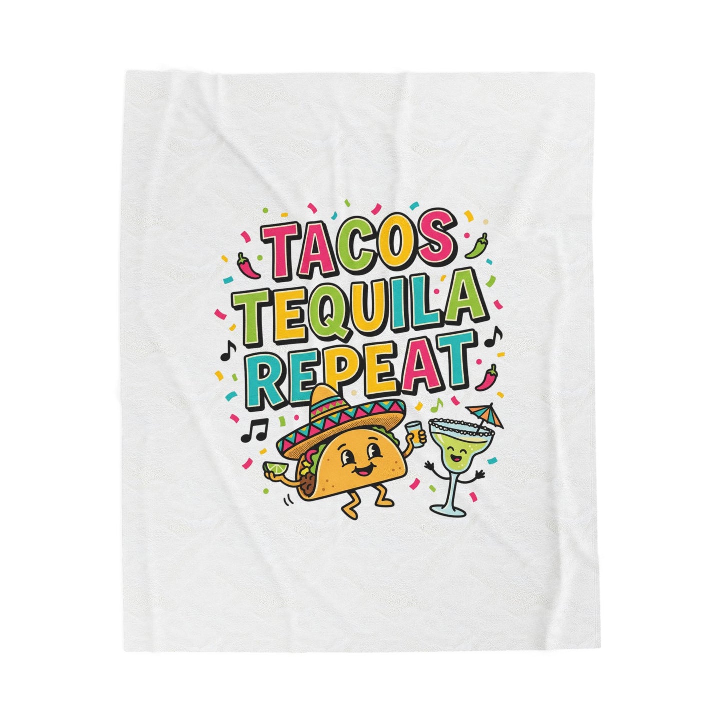 Tacos Tequila Repeat Velveteen Blanket | Cinco de Mayo fiesta humor
