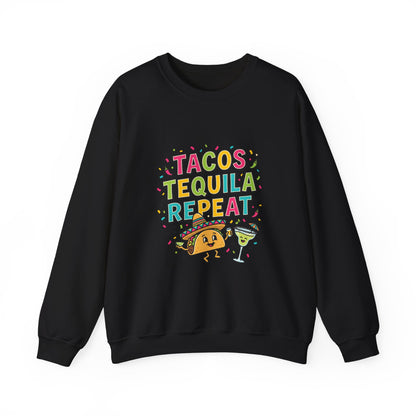 Tacos Tequila Repeat Sweatshirt | Cinco de Mayo, fiesta shirt