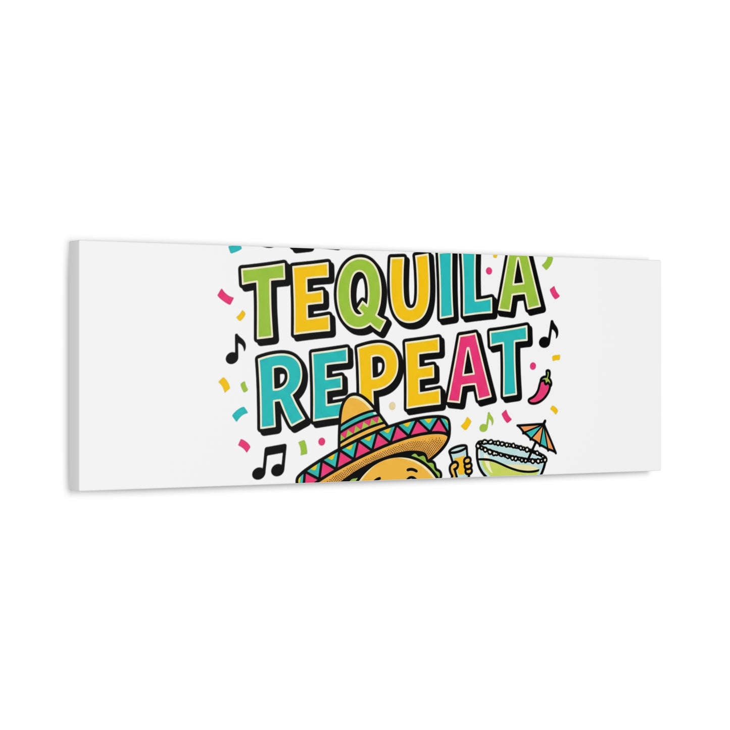 Tacos Tequila Repeat Canvas | Cinco de Mayo party wall art