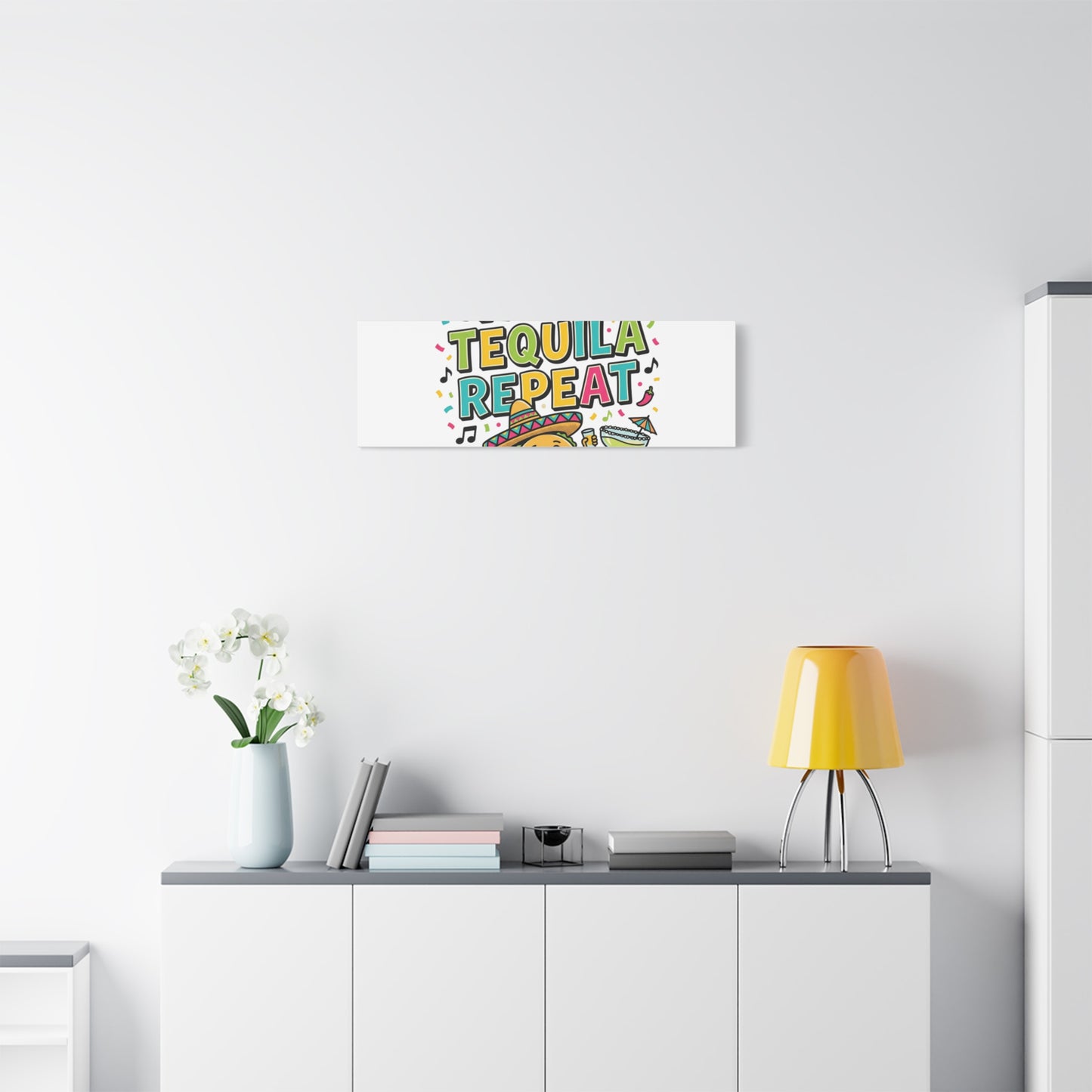 Tacos Tequila Repeat Canvas | Cinco de Mayo party wall art