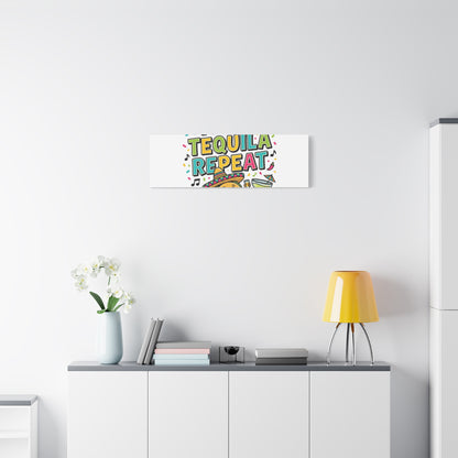 Tacos Tequila Repeat Canvas | Cinco de Mayo party wall art