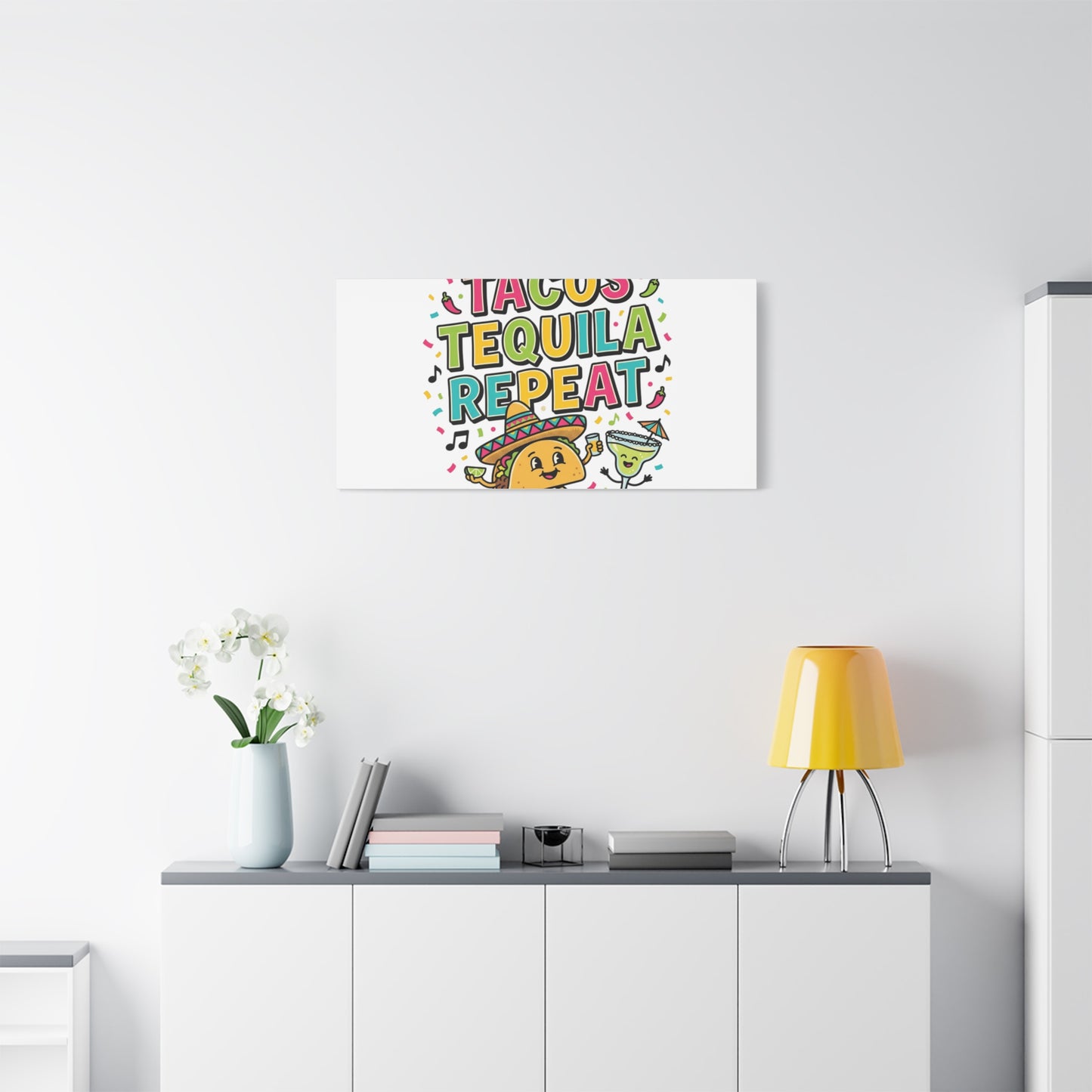 Tacos Tequila Repeat Canvas | Cinco de Mayo party wall art