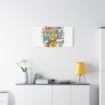 Tacos Tequila Repeat Canvas | Cinco de Mayo party wall art