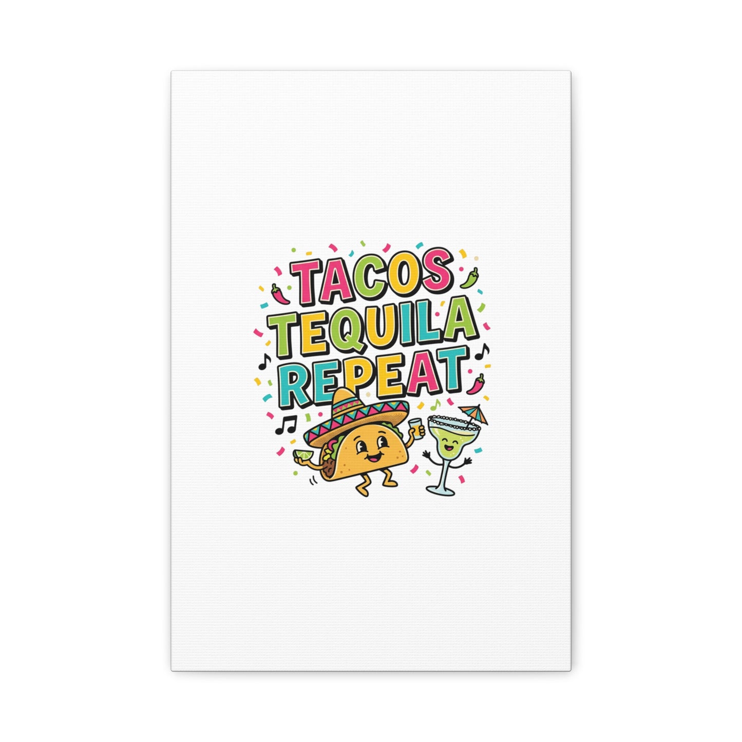 Tacos Tequila Repeat Canvas | Cinco de Mayo party wall art
