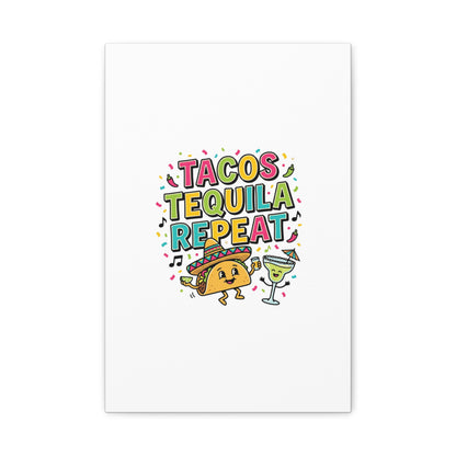 Tacos Tequila Repeat Canvas | Cinco de Mayo party wall art