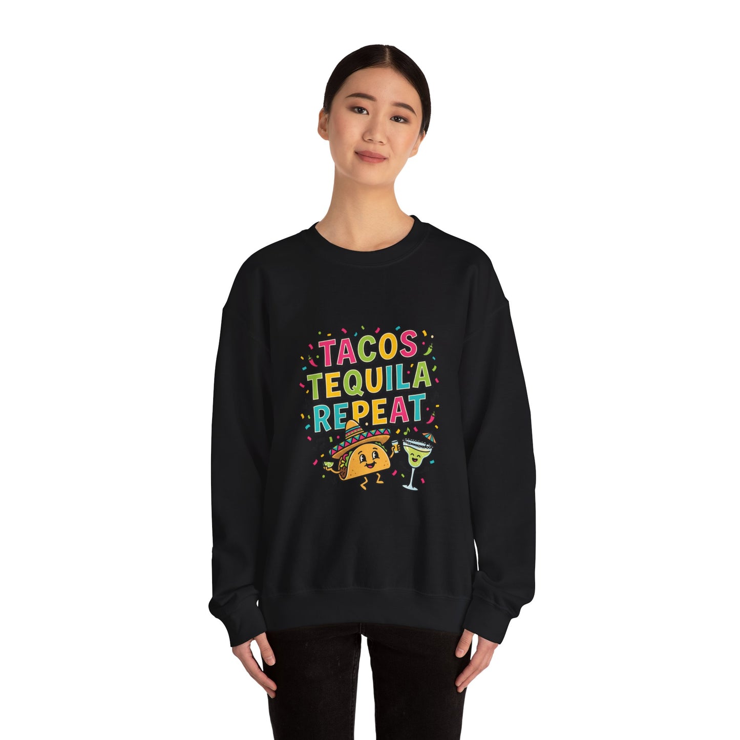 Tacos Tequila Repeat Sweatshirt | Cinco de Mayo, fiesta shirt