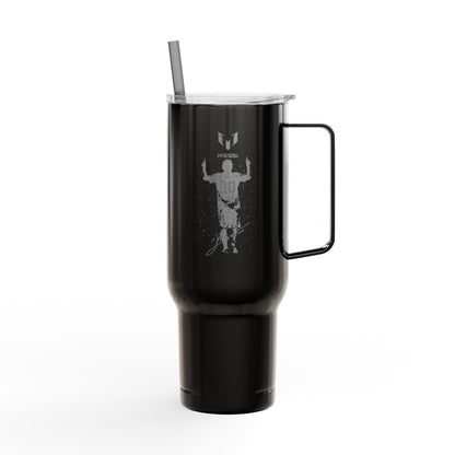 40oz Engraved Sports Tumbler — Soccer Player Silhouette Stainless Travel Mug with Lid & Straw