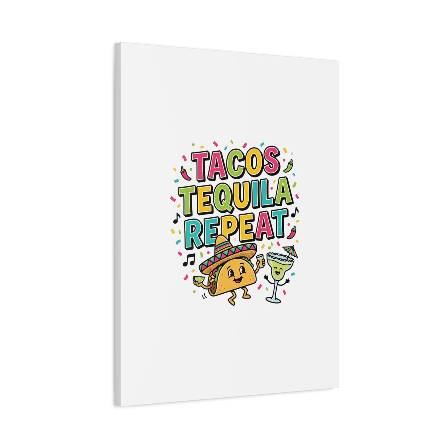 Tacos Tequila Repeat Canvas | Cinco de Mayo party wall art
