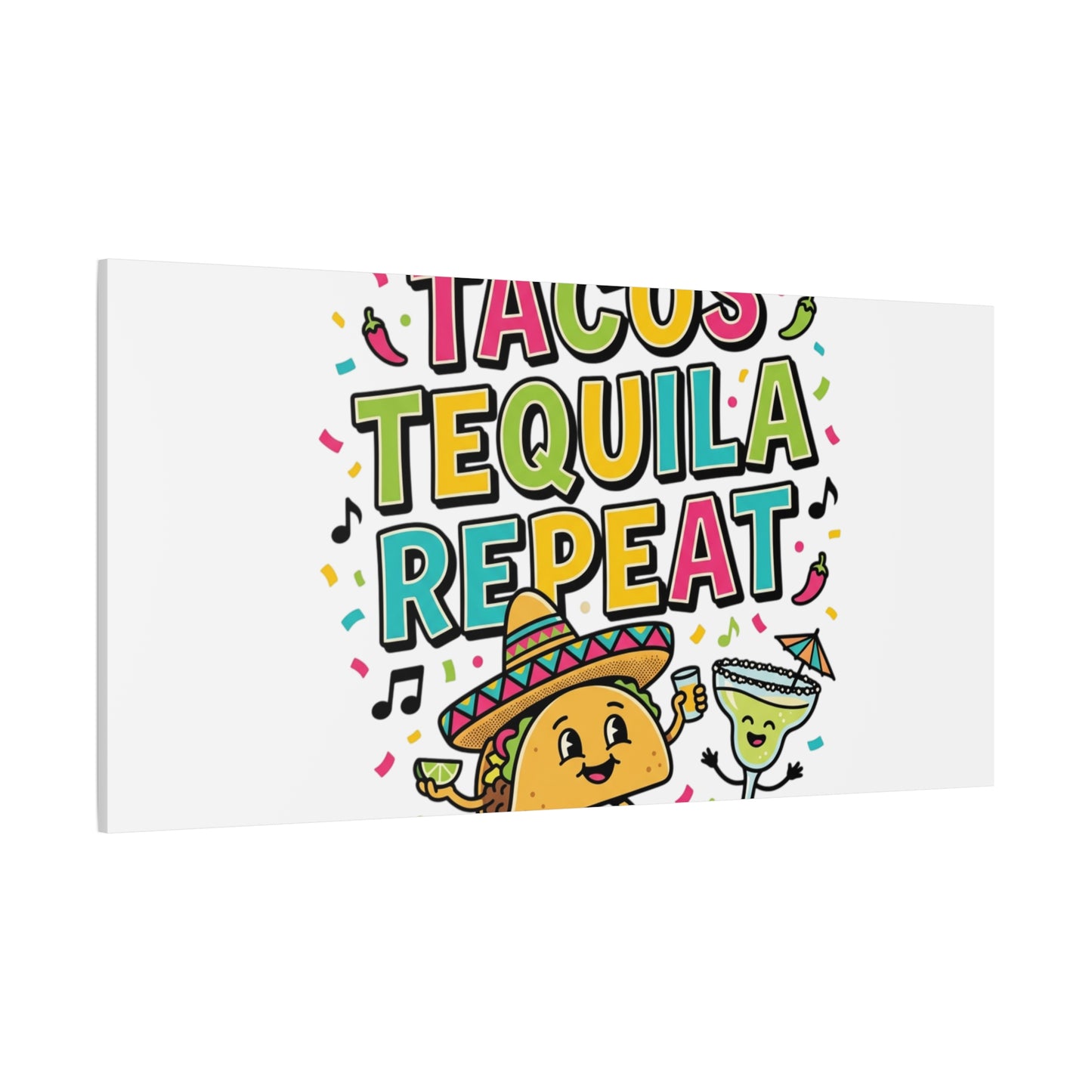 Tacos Tequila Repeat Canvas | Cinco de Mayo party wall art