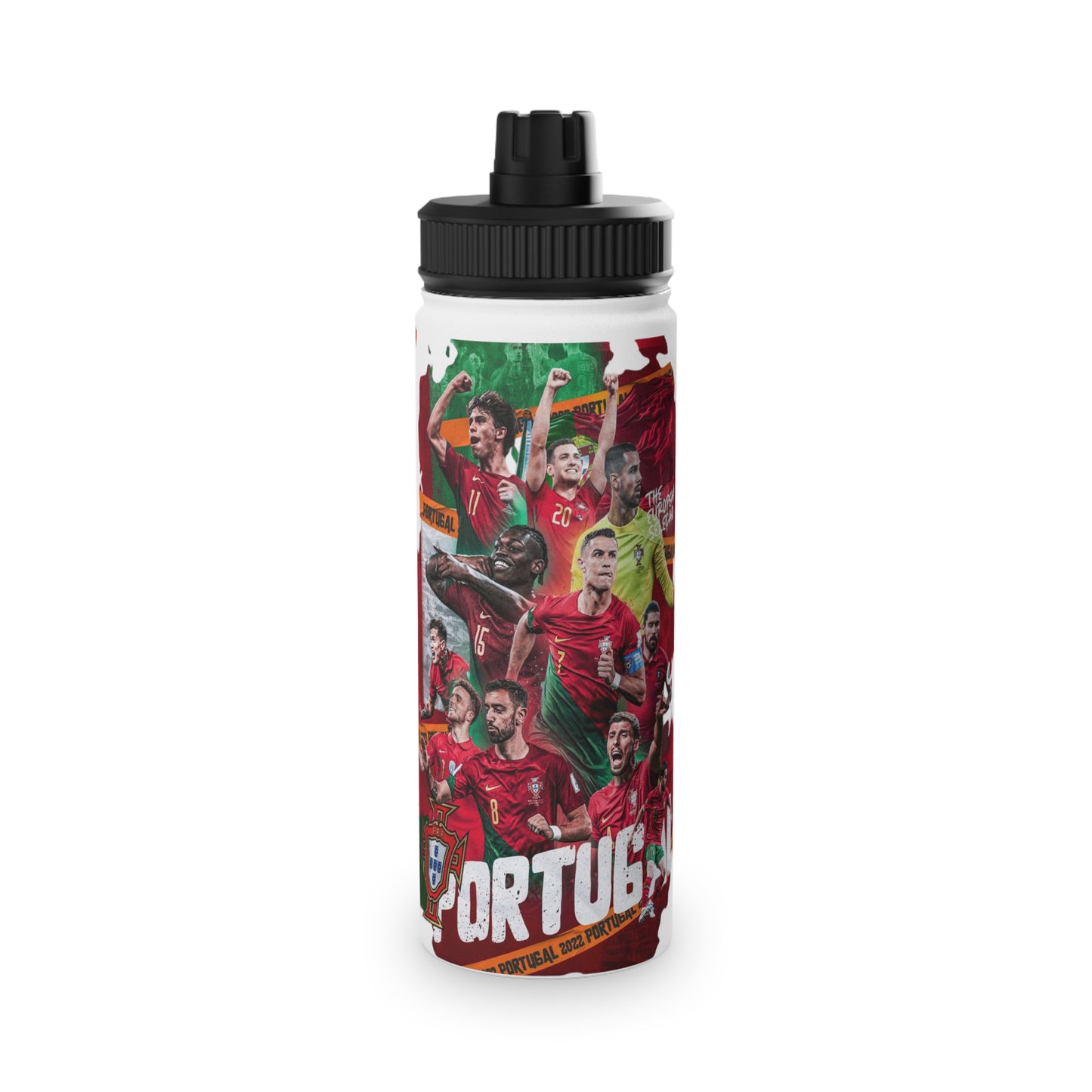 Portugal Soccer Team Stainless Steel Water Bottle — Sports Lid, Fan Travel Bottle