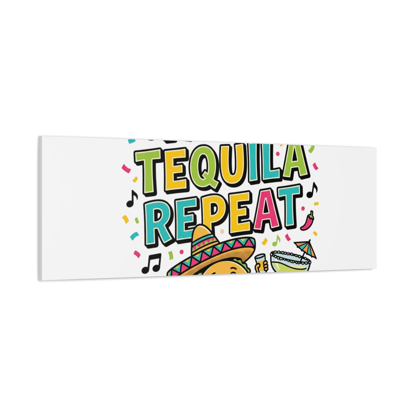 Tacos Tequila Repeat Canvas | Cinco de Mayo party wall art