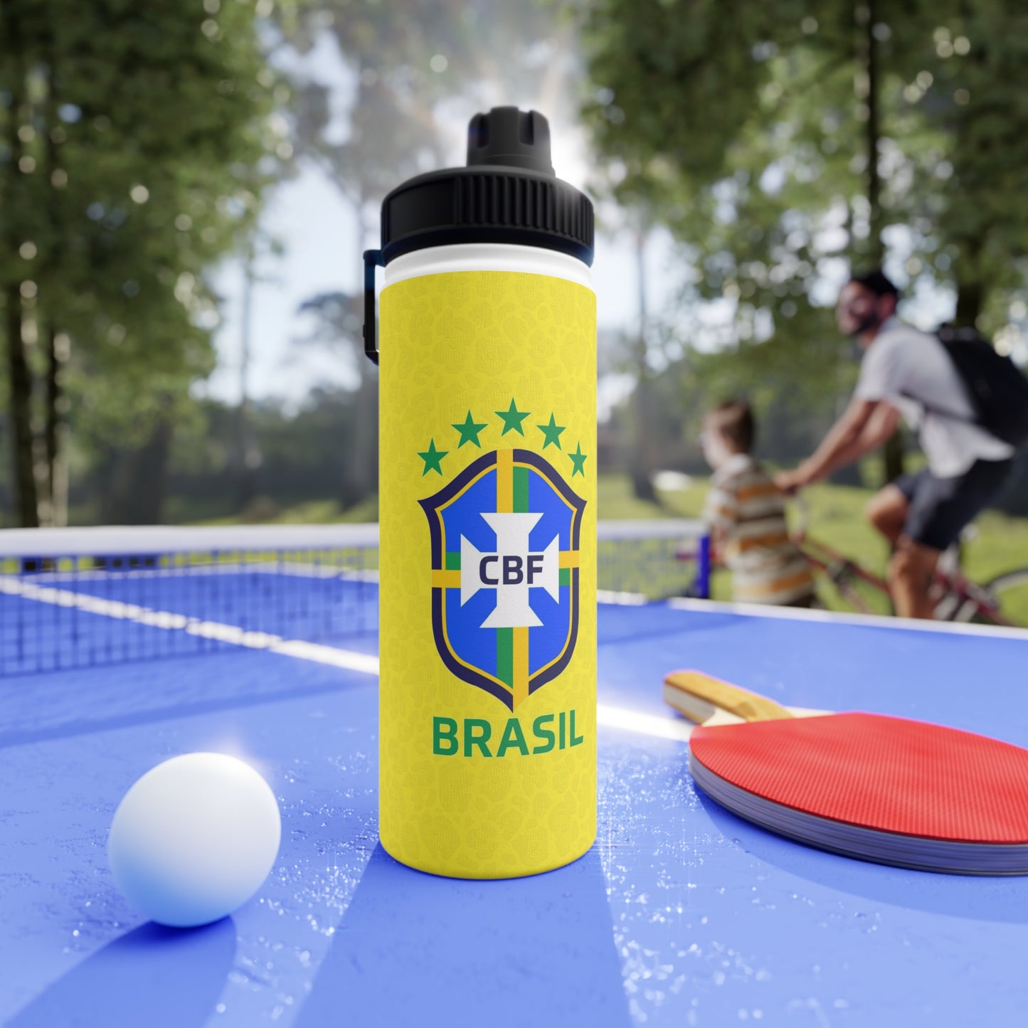 Brasil Soccer Crest Stainless Steel Water Bottle – Sports Lid