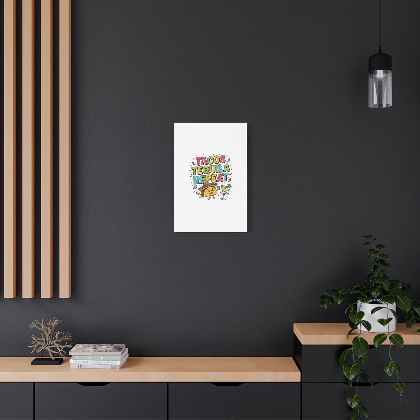Tacos Tequila Repeat Canvas | Cinco de Mayo party wall art