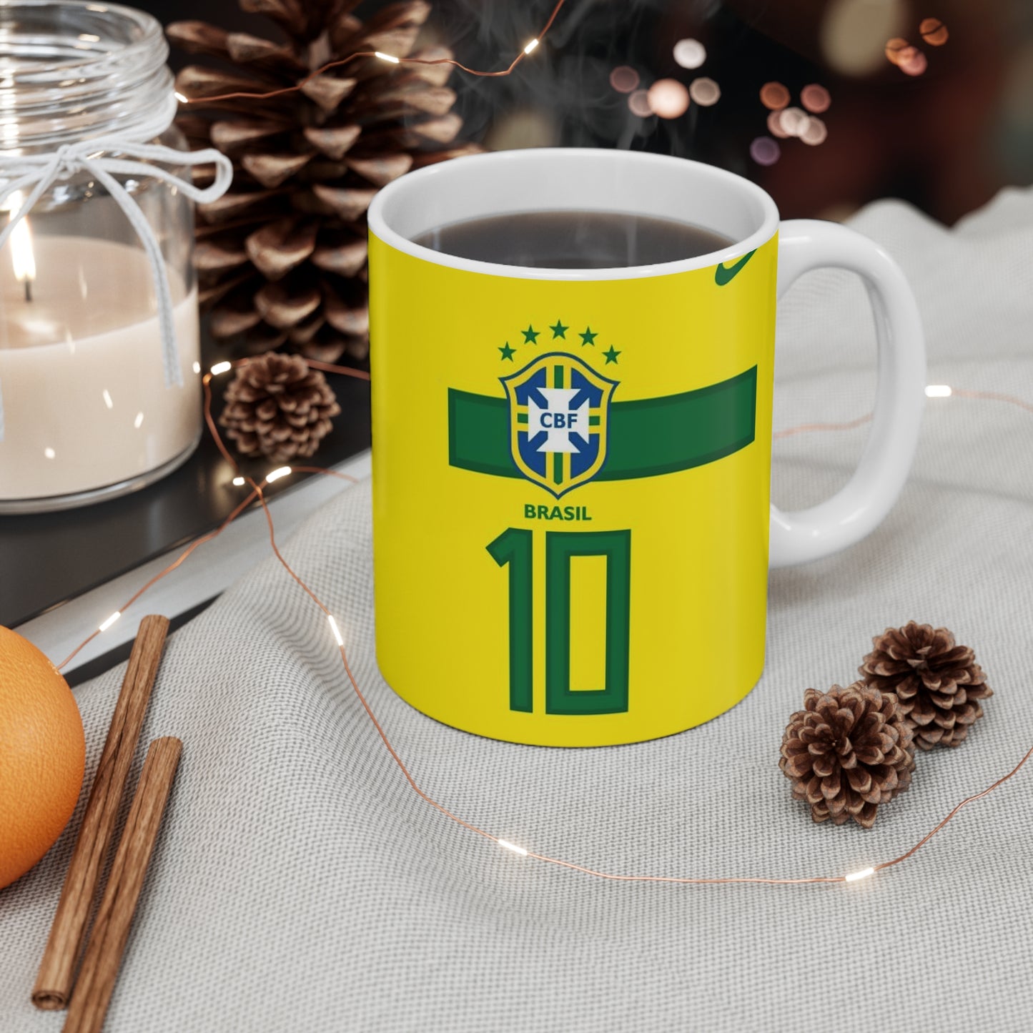 Brazil Soccer Team Mug - Seleção 2024 Yellow Football Fan Coffee Cup